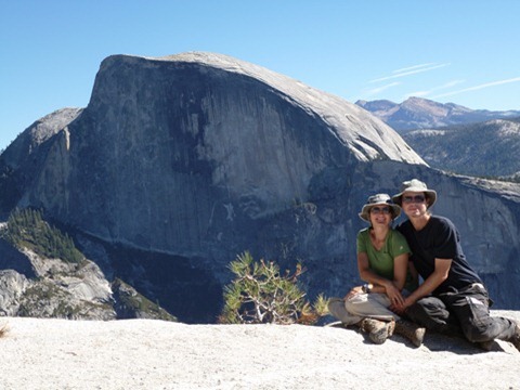 Theresa and Timm Martin in front of Half Dome in Yosemite National Park, California Theresa and Timm Martin in front of Half Dome in Yosemite National Park, California