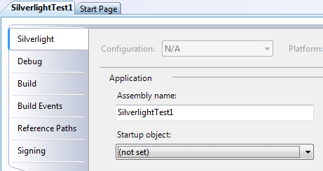 Silverlight project properties